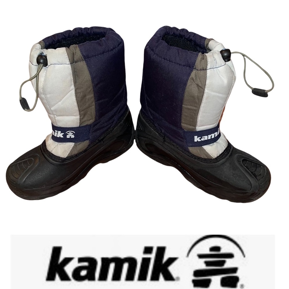 Kamik High Tech Snow Boots Waterbug Waterproof Big Kids Size 4 Navy Gray